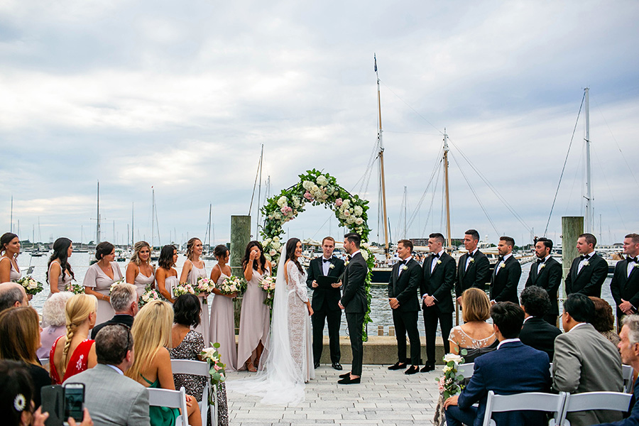 Wedding ceremony at The Bohlin in Newport RI.