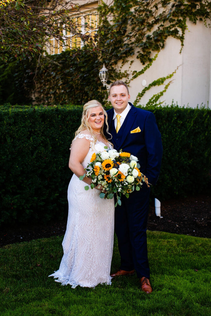 Bride and groom at Belle Mer wedding in Newport, RI 