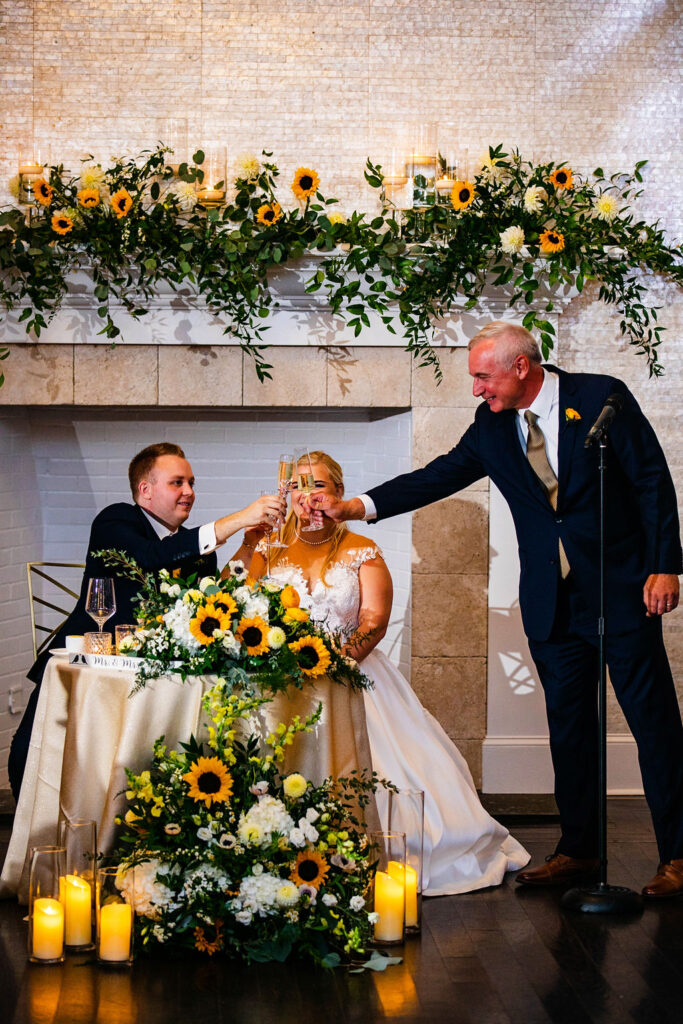 Toasts at Belle Mer wedding in Newport, RI 