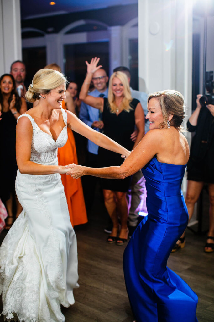 Bride and Groom dancing during their Belle Mer Island House in Newport, RI.