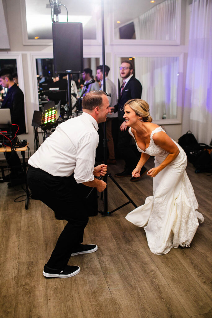 Bride and Groom dancing during their Belle Mer Island House in Newport, RI.