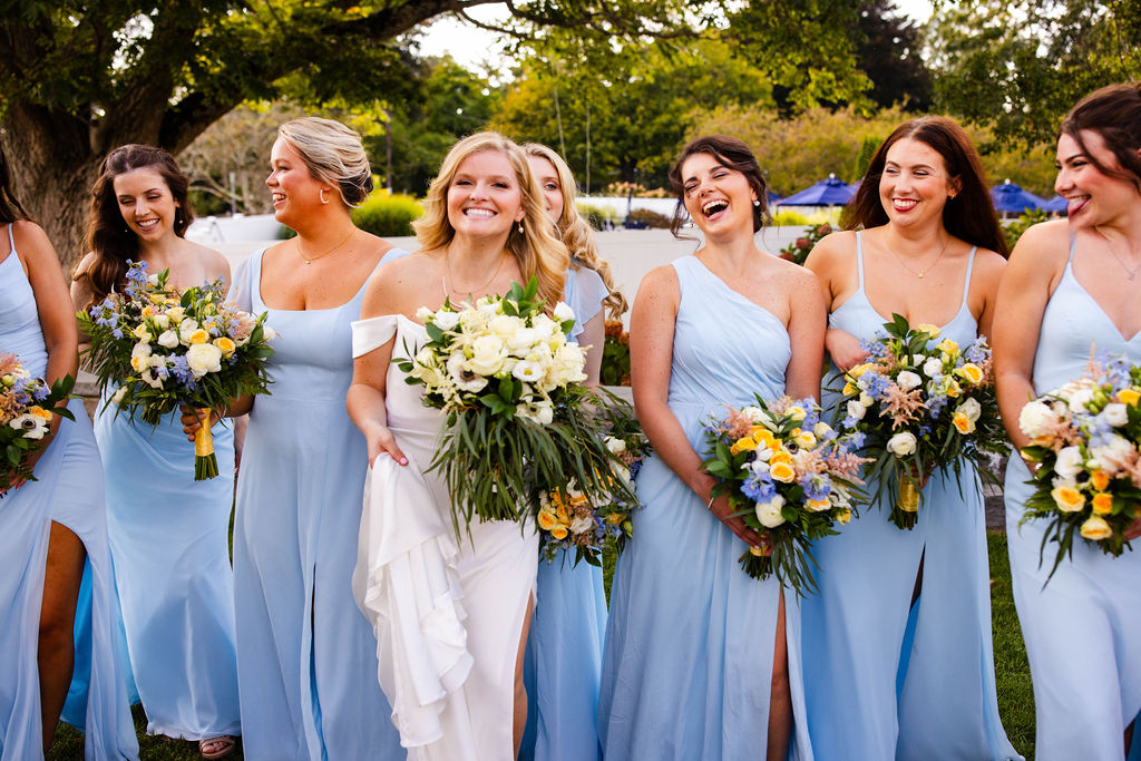 Bridesmaids posing at Rhode Island Country Club Wedding