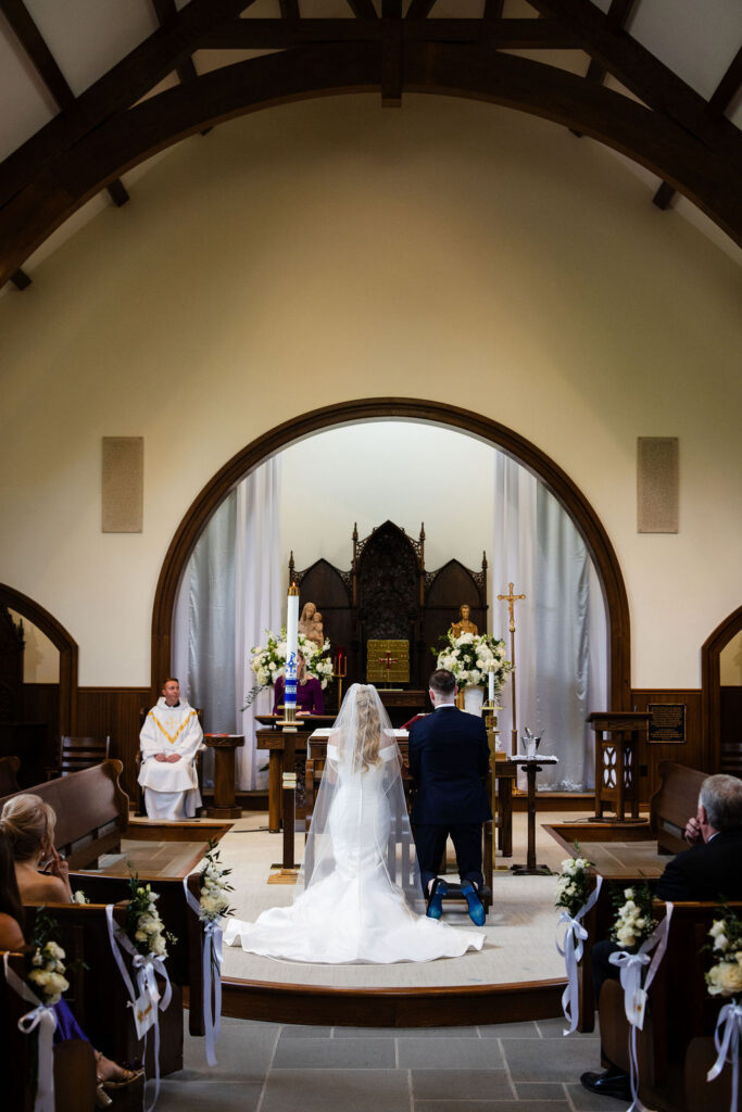 Wedding ceremony at the chapel at Salve Regina in Newport 