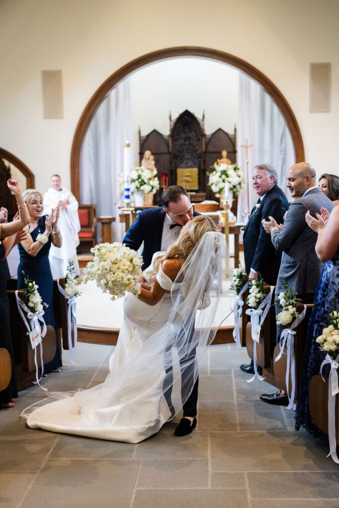 Wedding ceremony at the chapel at Salve Regina in Newport 